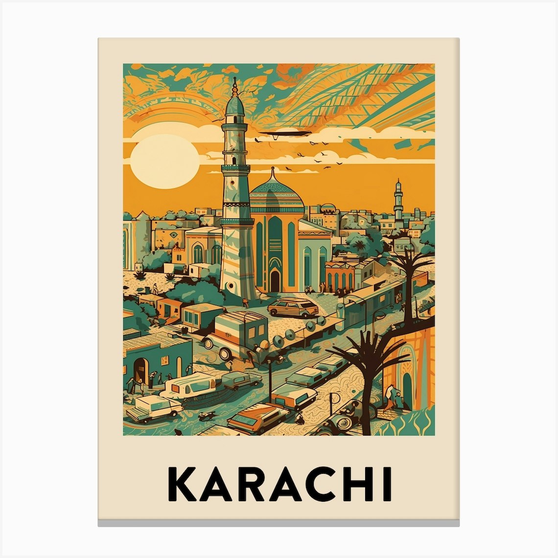 Karachi Vintage Travel Poster Canvas Print by Travel Poster Collection Fy