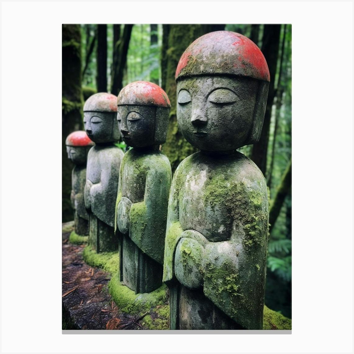 画材 yogyanya Jizo Statues Japanese Style Illustration 6 Canvas Print by