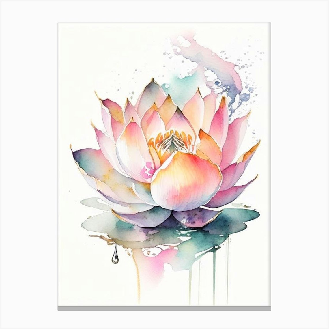 Lotus Flower, Buddhist Symbol Watercolour 6 Canvas Print By The Artsy 