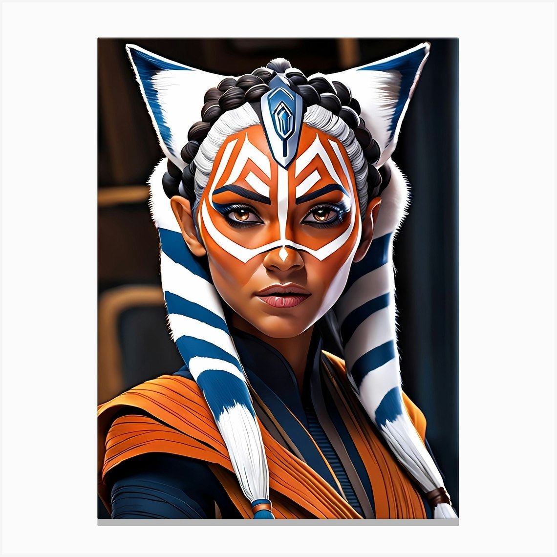 Ahsoka Tano Portrait Star Wars Painting (1) Canvas Print by 1xMerch - Fy