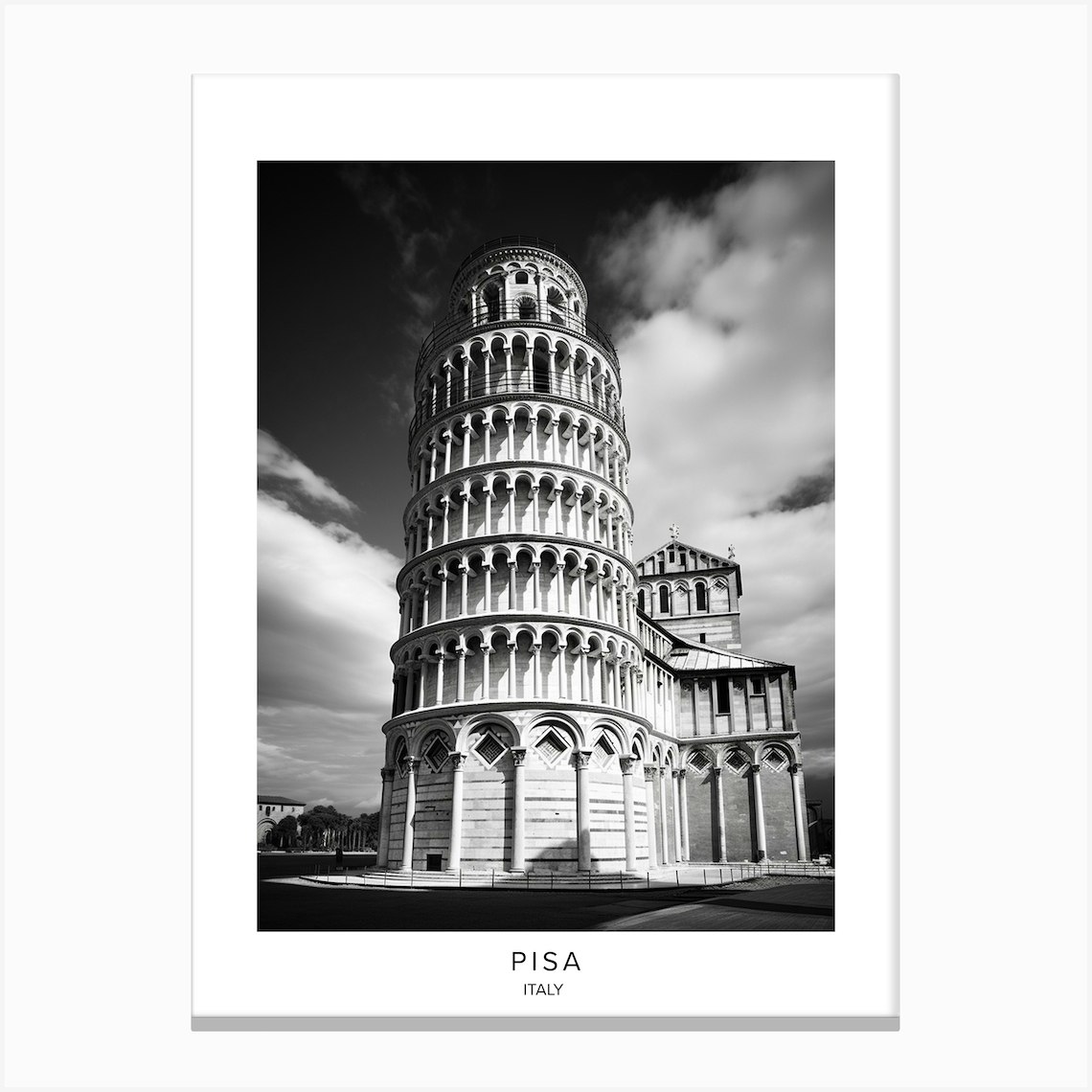 Poster Of Pisa Italy Black And White Analogue Photography 1 Canvas