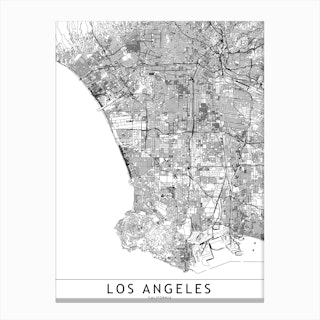 Los Angeles White Map Art Print I by multipliCITY - Fy