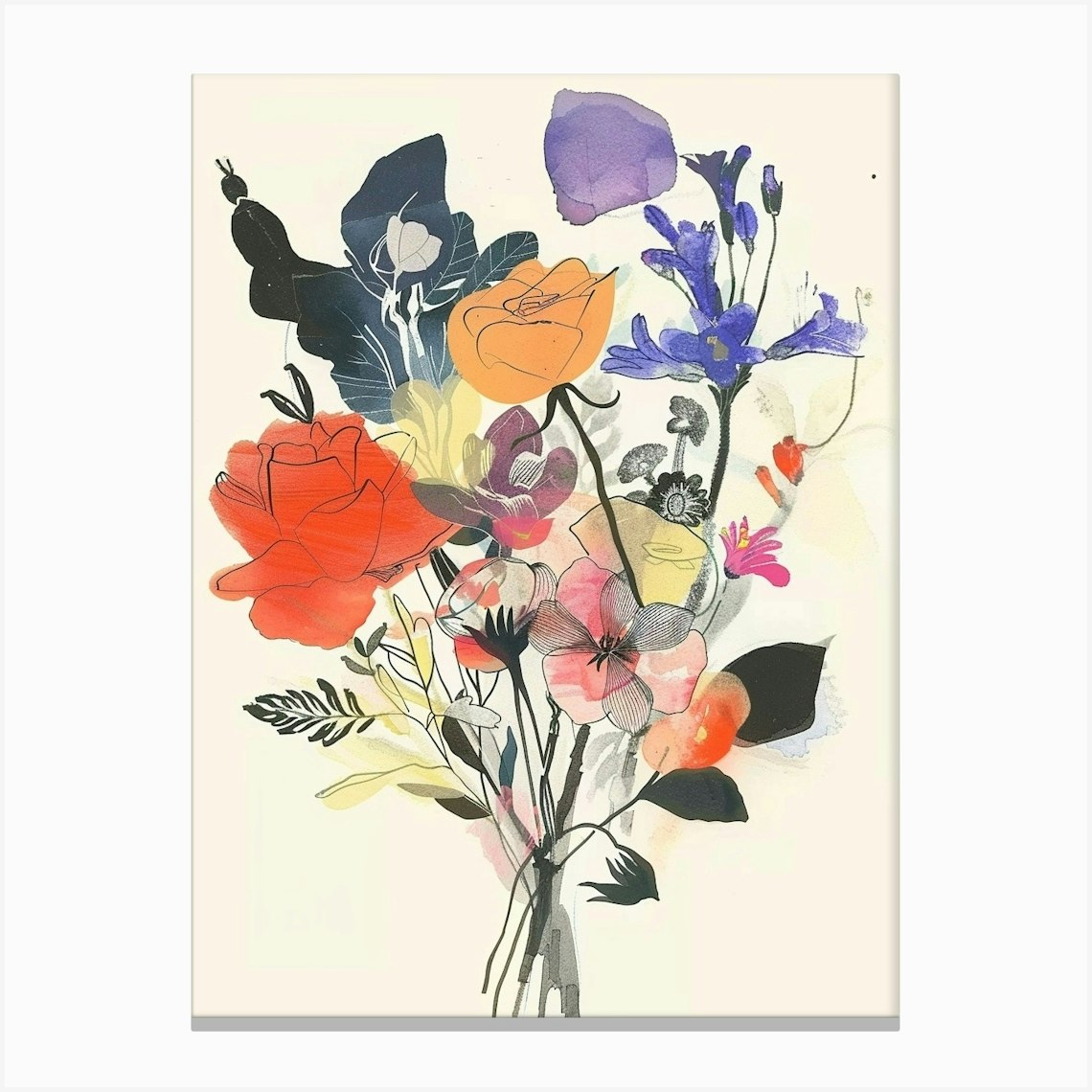 Bouquet 2 Collage Flower Bouquet Canvas Print by Botanic Studio - Fy