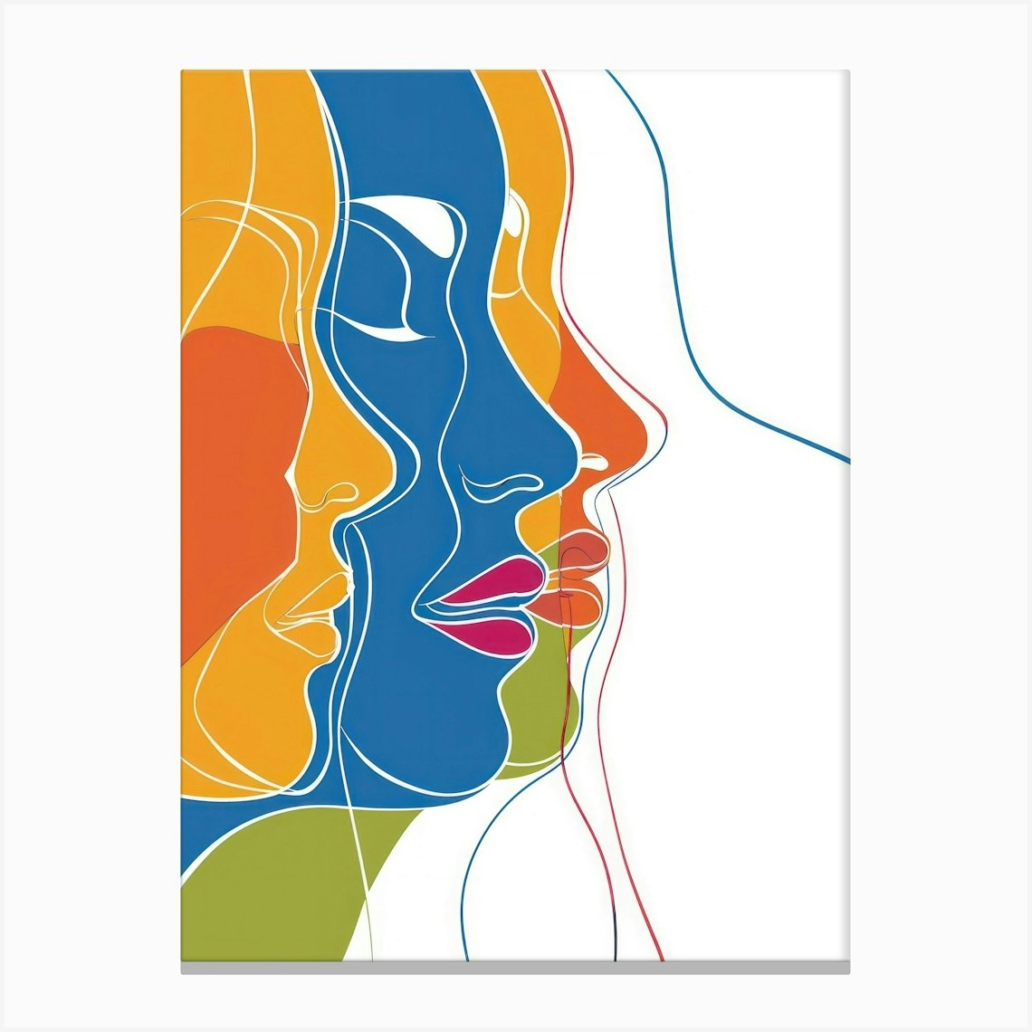 Abstract Women Faces In Line 4 Canvas Print By Essence Lines Fy