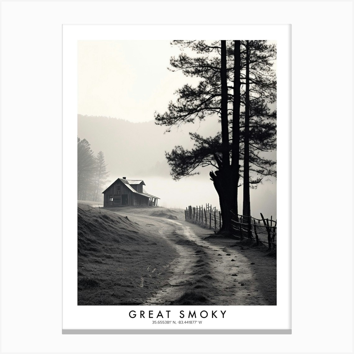 Poster Of Great Smoky Black And White Analogue Photograph 2 Canvas