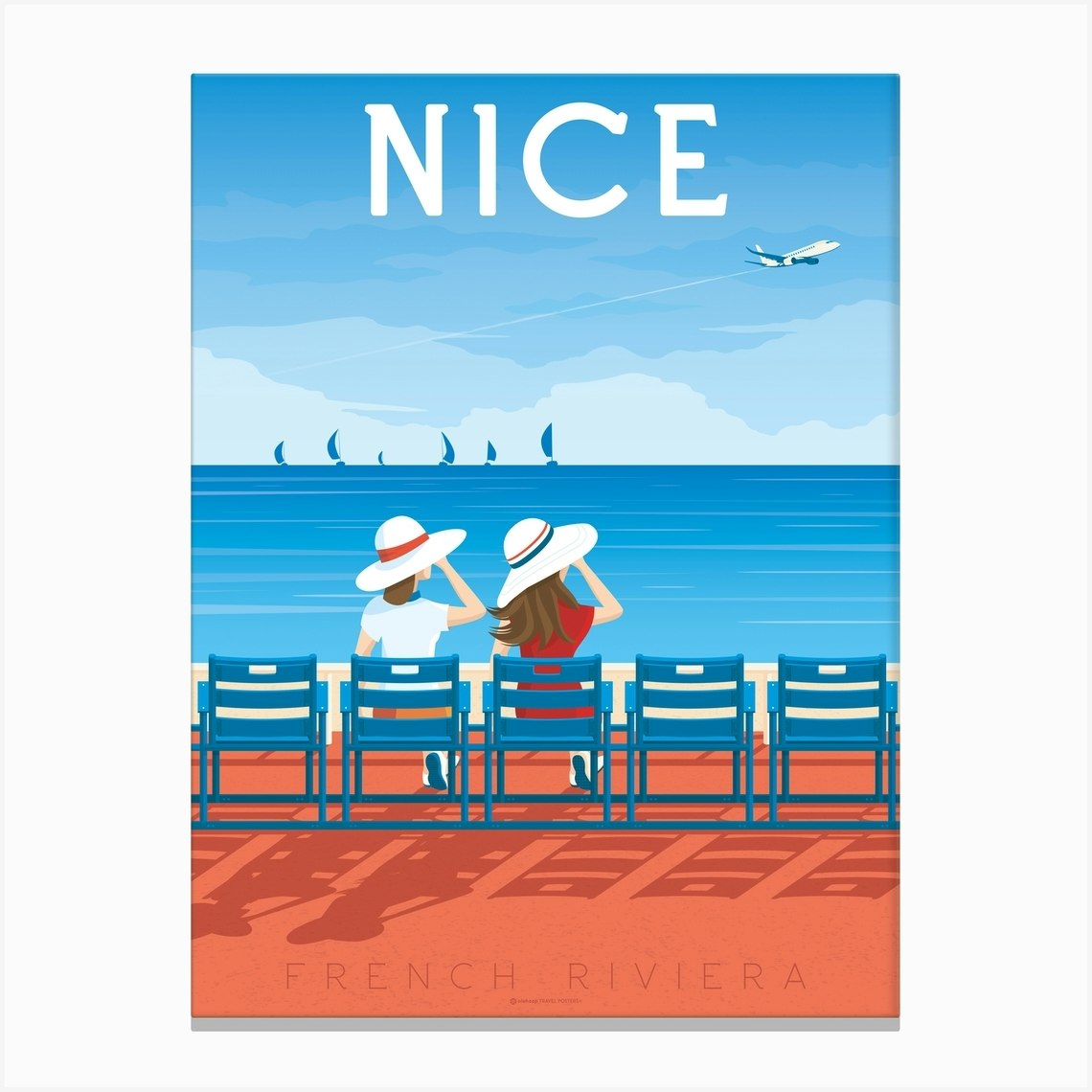 Nice Chaise Bleue France Canvas Print by Olahoop Travel Posters - Fy