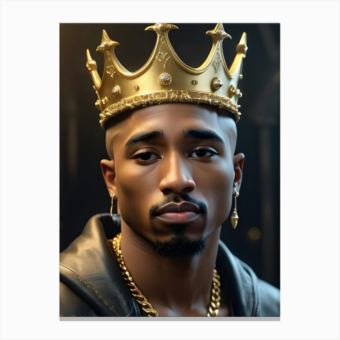 King 2Pac Tupac Shakur With Crown HipHop Fan Art Poster 2 Canvas Print ...