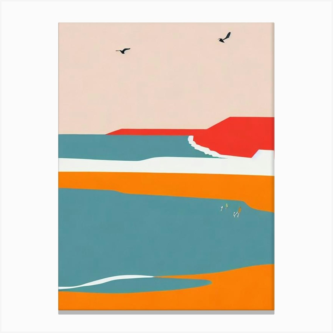 Hayle Towans Beach Cornwall Midcentury Canvas Print by Seaside