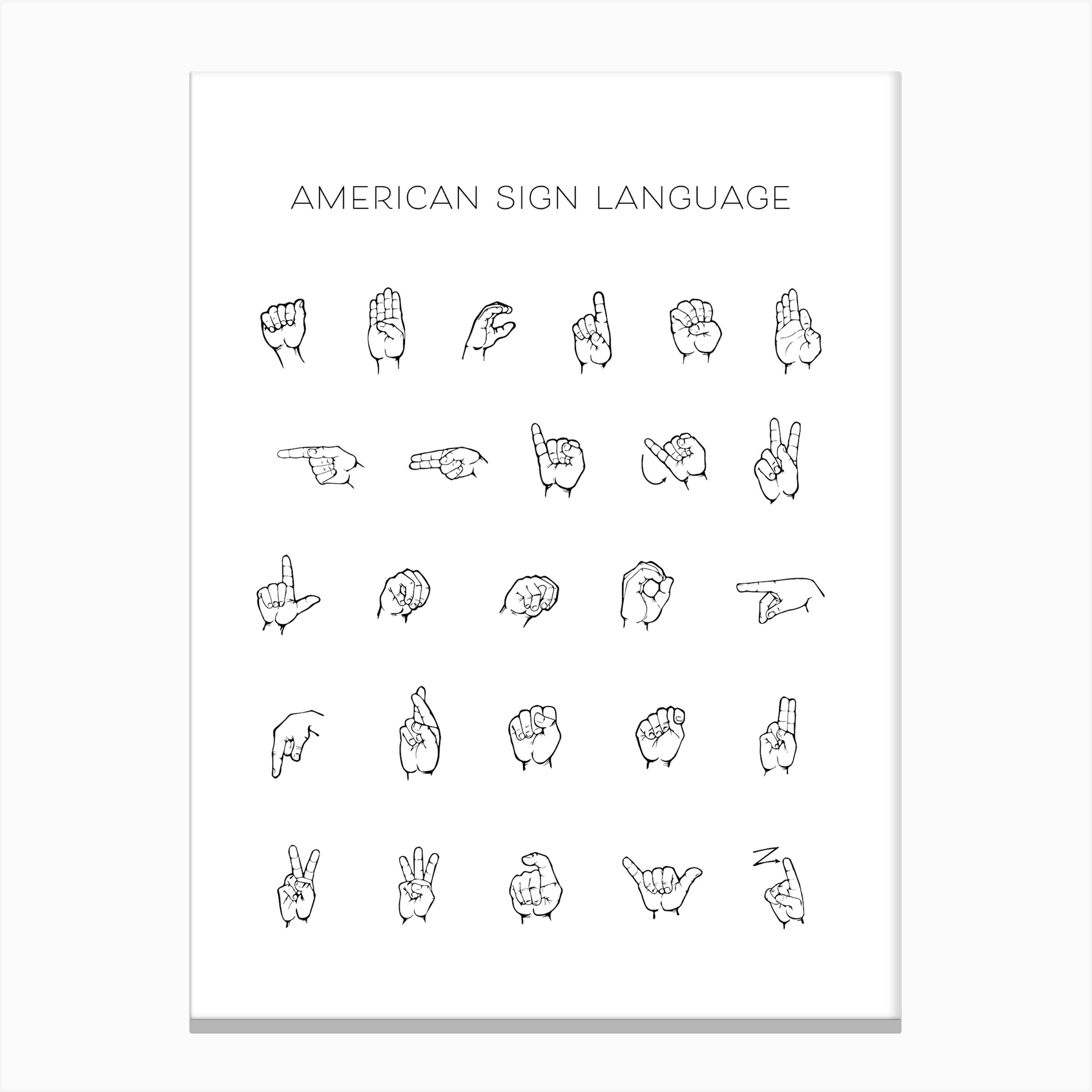 American Sign Language Chart Canvas Print by Typologie Paper Co Fy