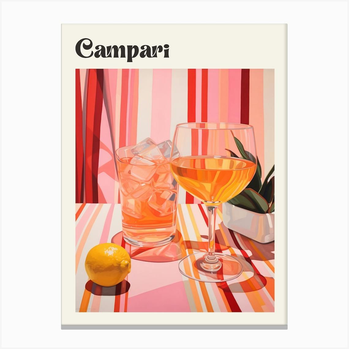 Campari Retro Cocktail Poster Canvas Print by MedArt - Fy