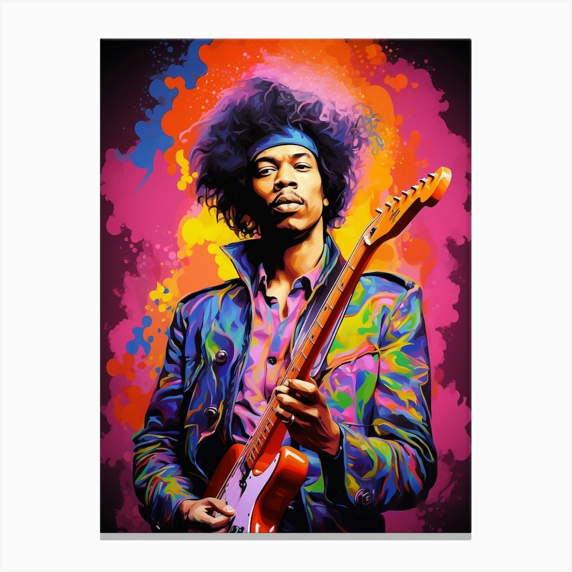 Jimi Hendrix Neon Lights 1 Canvas Print by Print Cult - Fy