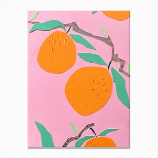 Pink Oranges Art Print by The Small Illustrator - Fy