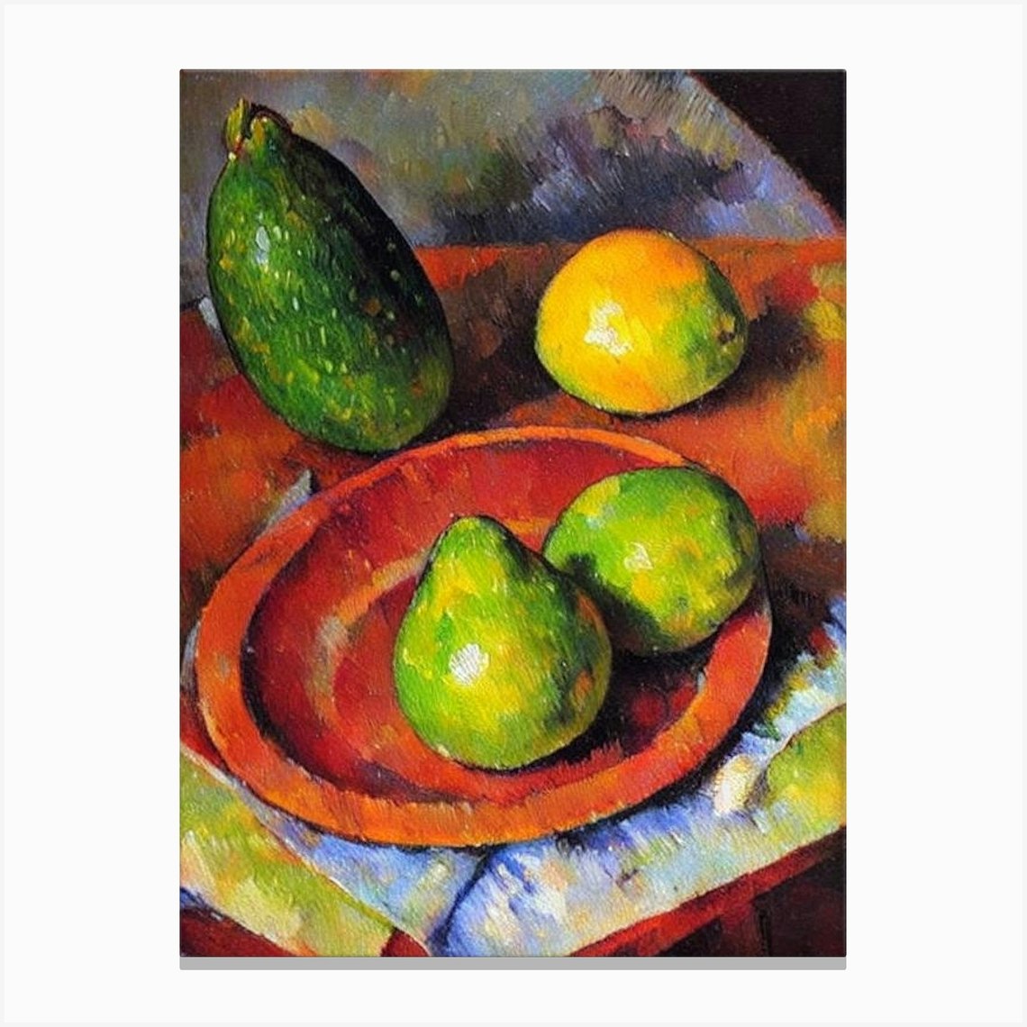 Avocado 2 Cezanne Style vegetable Canvas Print by Palette and Plate - Fy