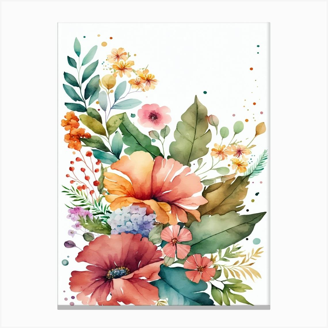 本33／Painting Fresh Florals in Watercolor Original Fresh Mixed Bouquet Watercolor Painting Flowers on
