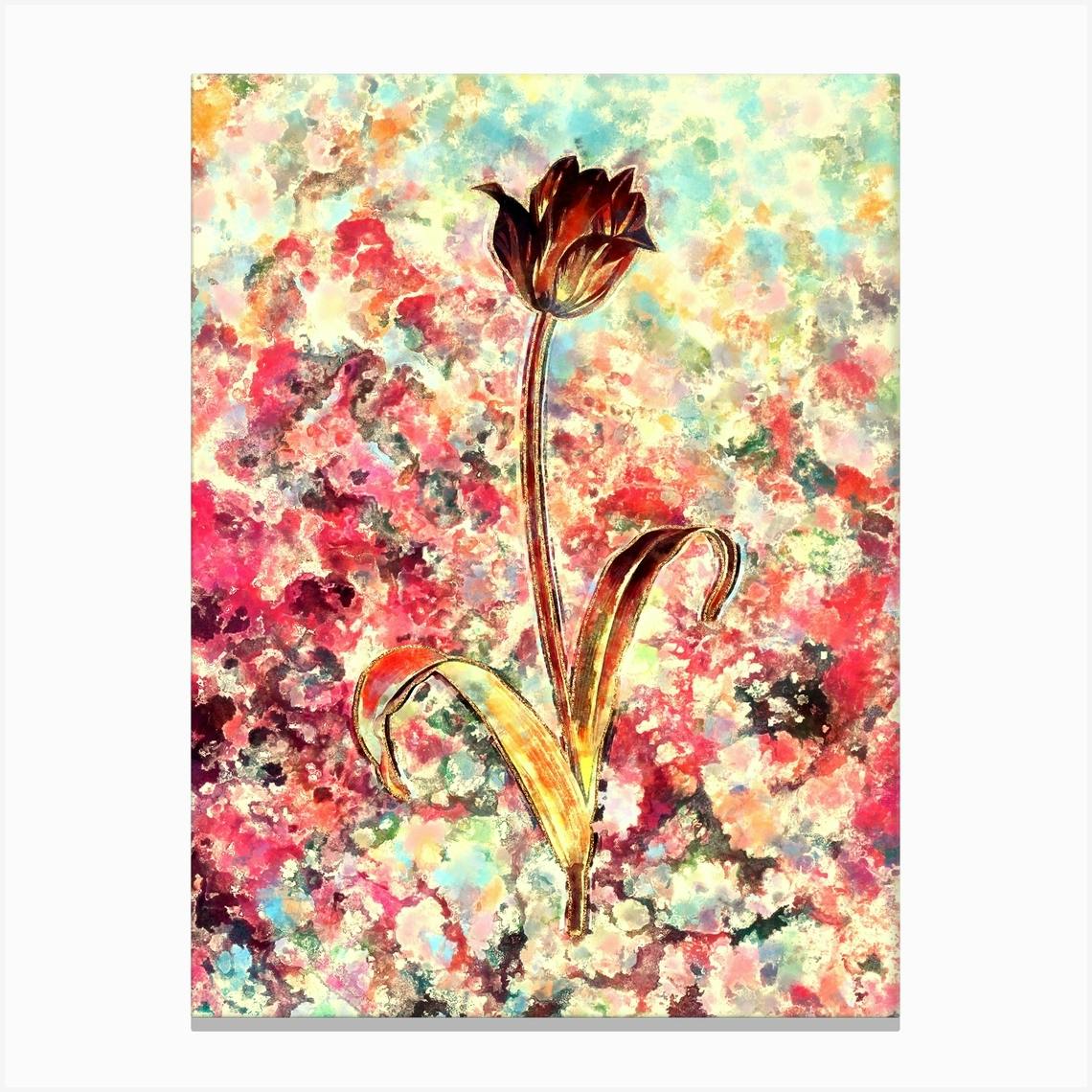 Pink Tulip impressionist flower canvas print hotsell giclee