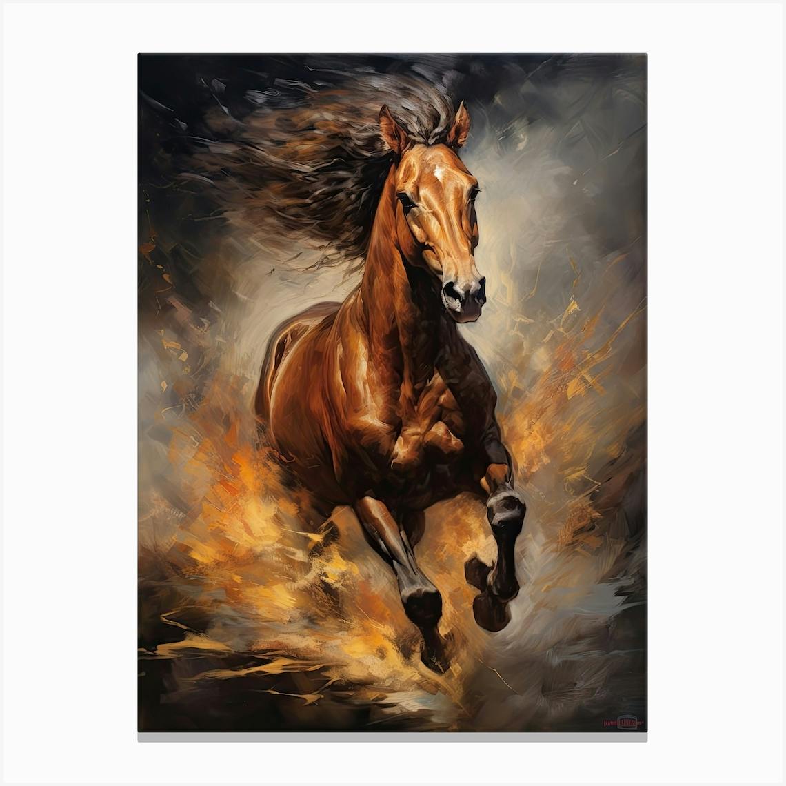 Horses- Oil colors painting, print on canvas, fast horses on sale print, galloping horses painting