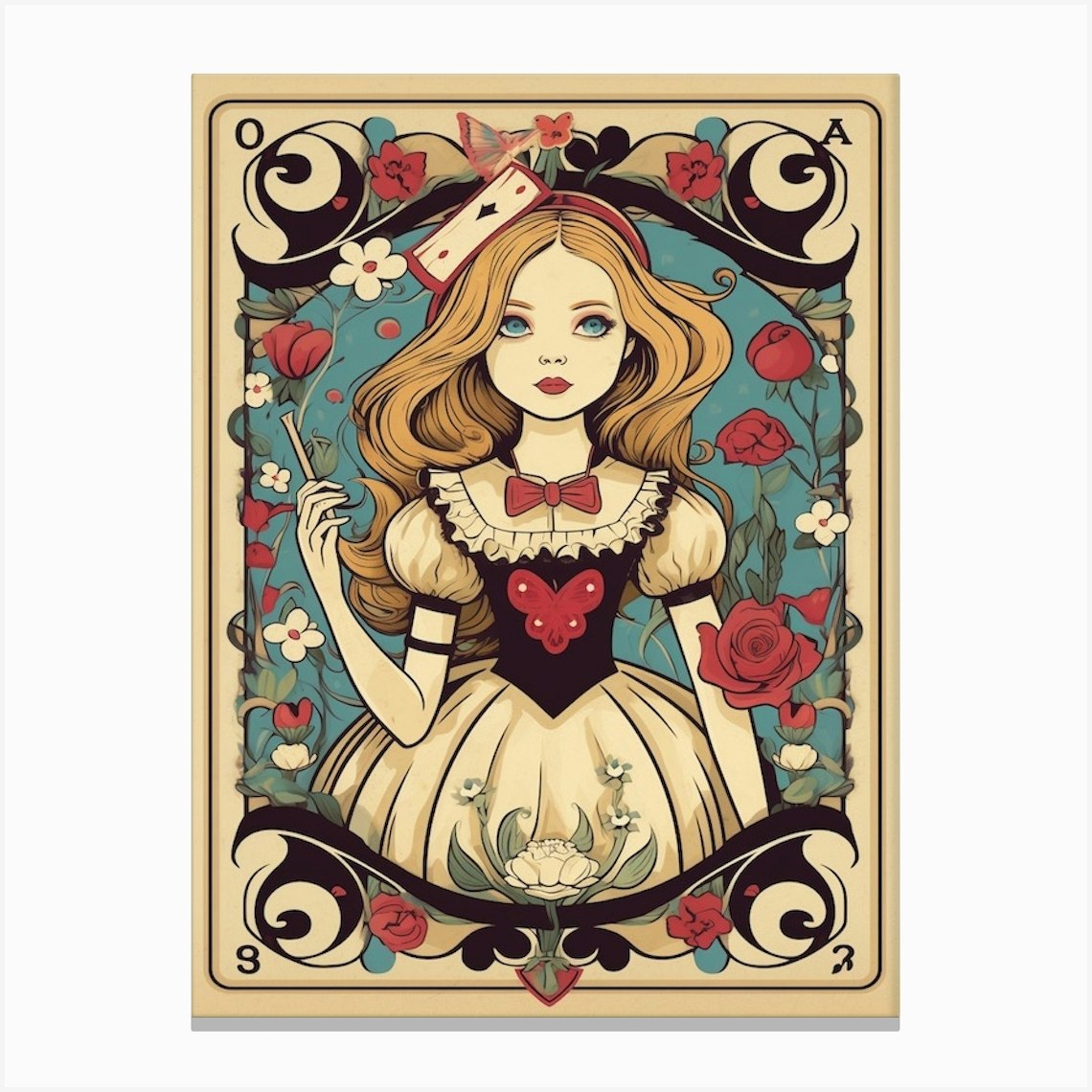 Alice In Wonderland Vintage Playing Card 2 Canvas Print by Print Cult - Fy