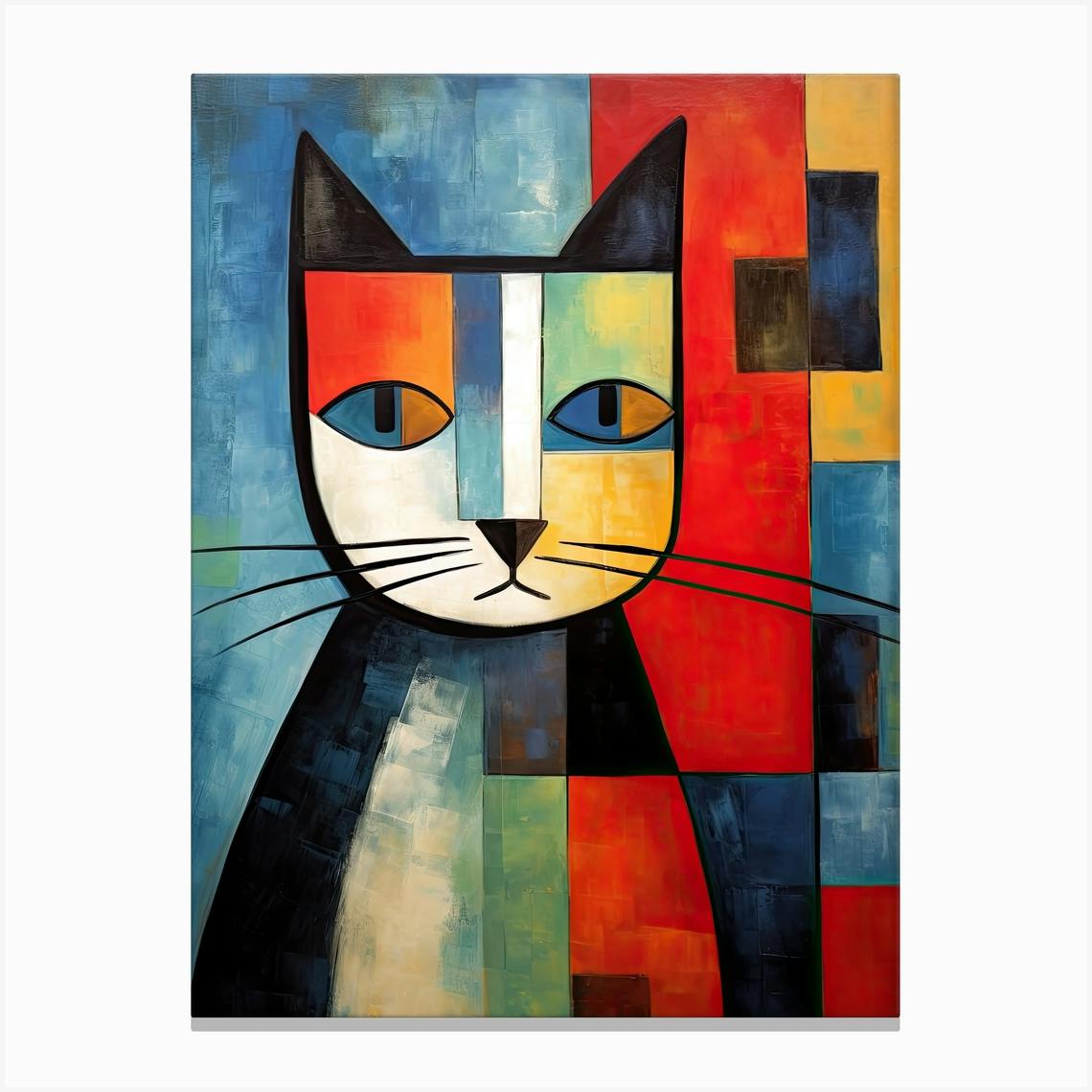 Cat Wall Art Print, kitten good Painting Pet Portrait Abstract Cubist