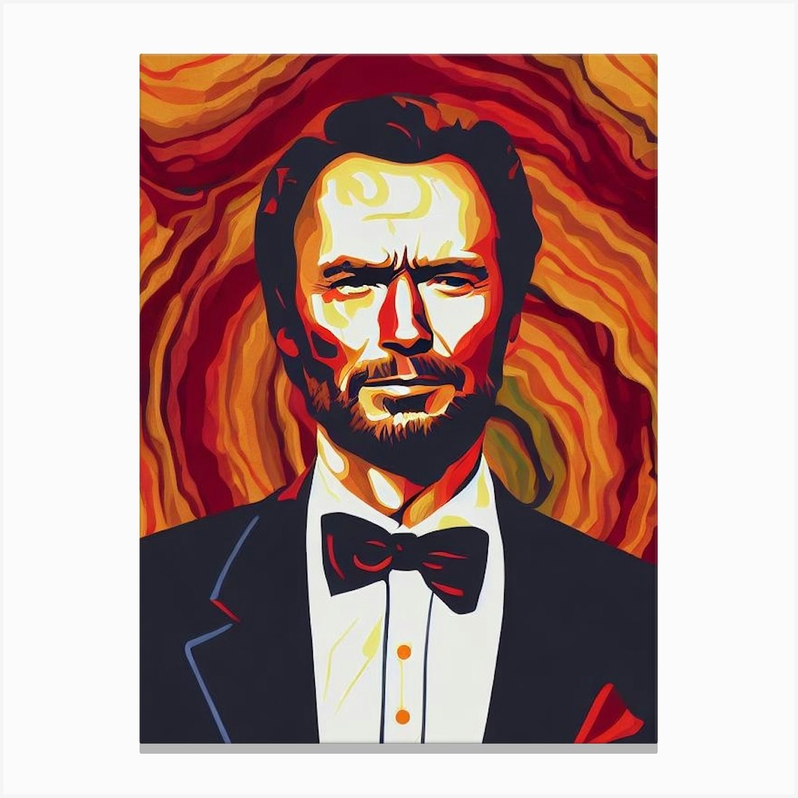 Clint Eastwood Illustration Canvas Print by Lights Camera Action - Fy