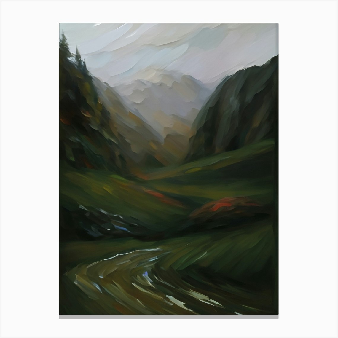 Mountain Valley Oil Painting Canvas Print by Callie Design Co. - Fy