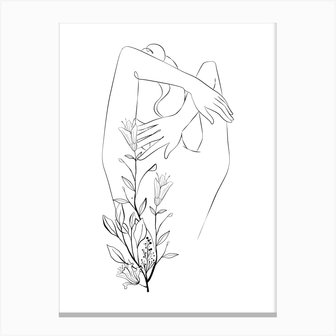 Flower Girl Line Drawing Canvas Print by Tinteriaprint Fy