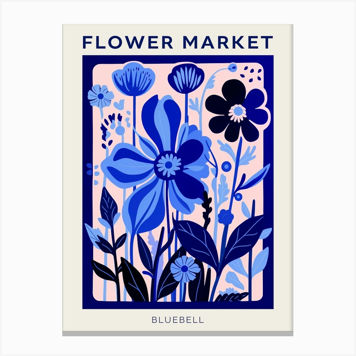 Blue Flower Market Poster Bluebell 4 Canvas Print by Botanic Studio - Fy