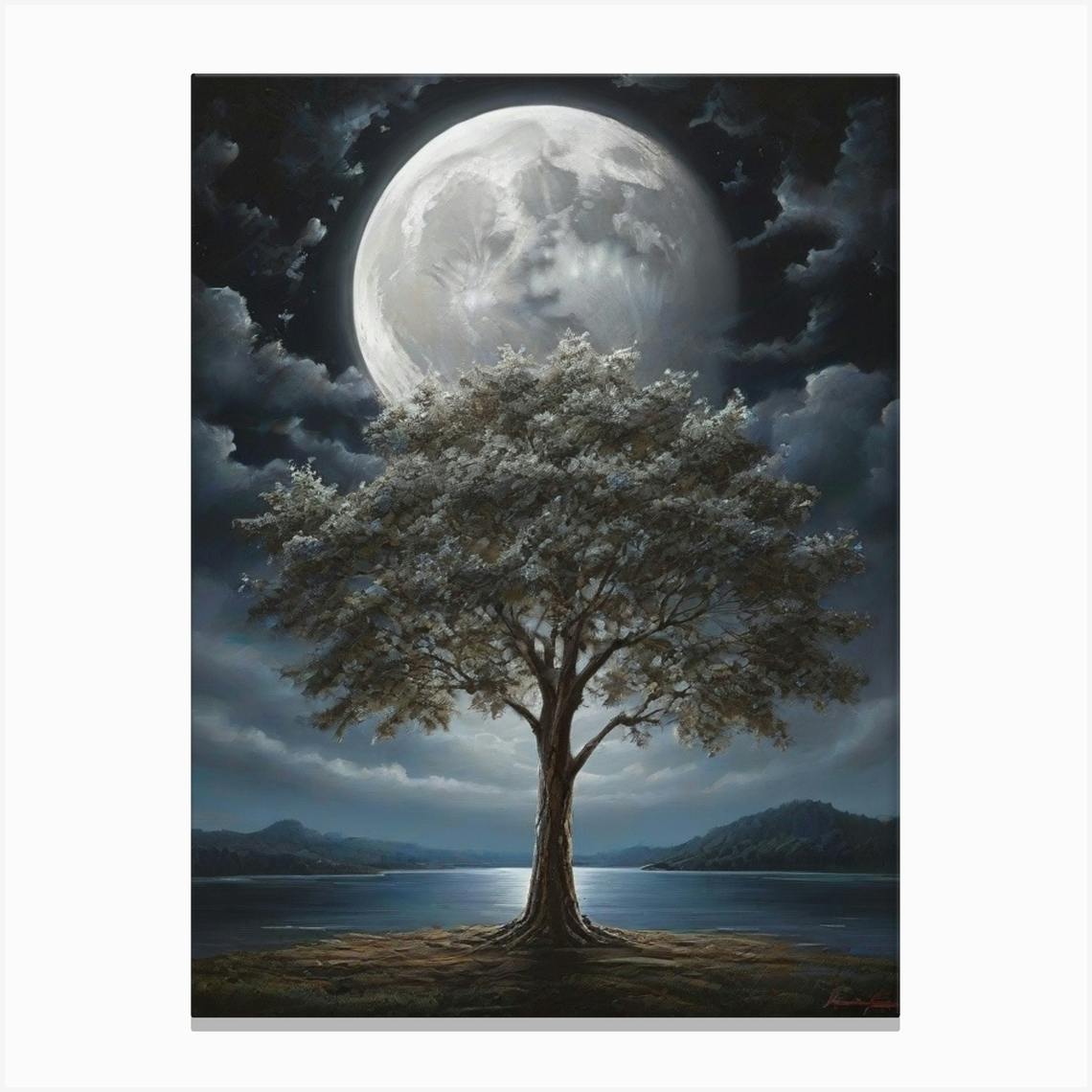 Original Collectible J newest Trujillo Painting Trees Moon