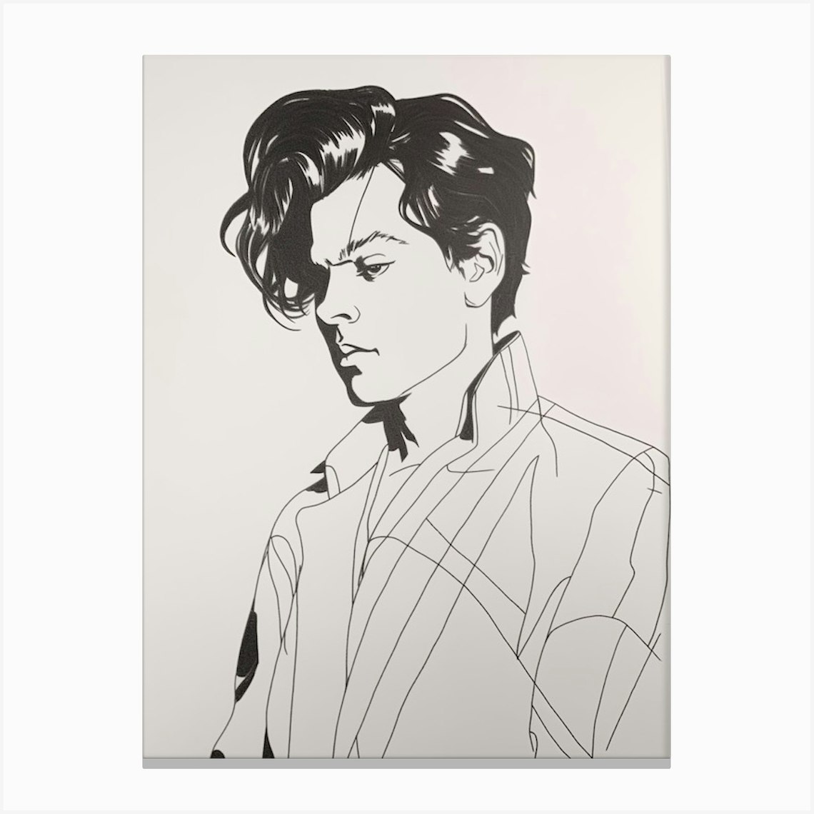 Harry Styles Line Drawing 3 Canvas Print by Print Cult - Fy