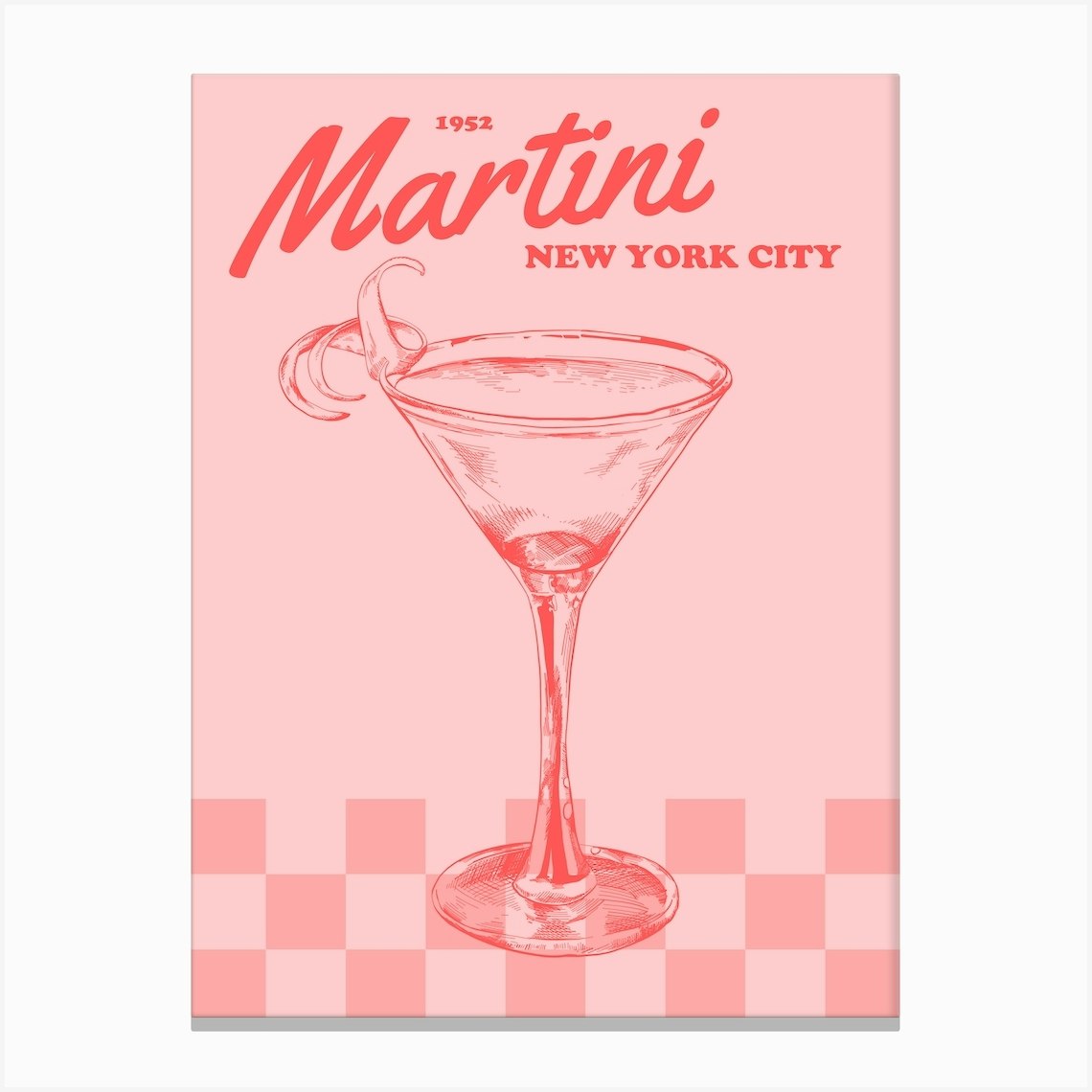 Pink Retro Martini Canvas Print By Alaina Creates Fy