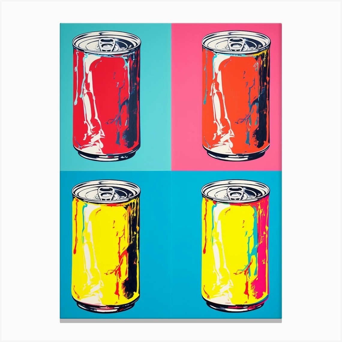 Pop Art Can Yellow & Blue Canvas Print by PopArt Pals Fy