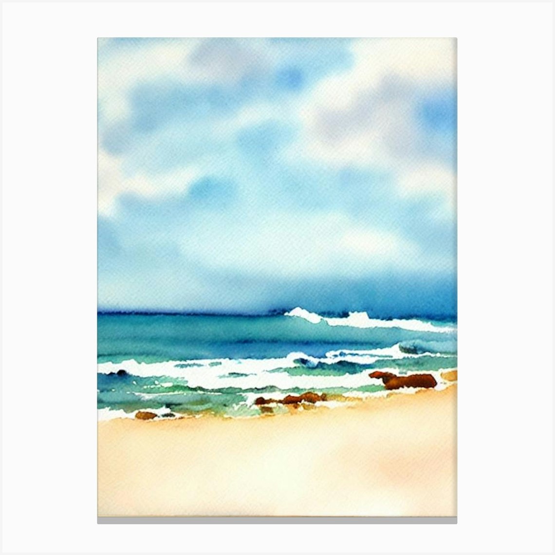 Coogee Beach, Australia Watercolour Canvas Print by Sand & Surf Prints - Fy