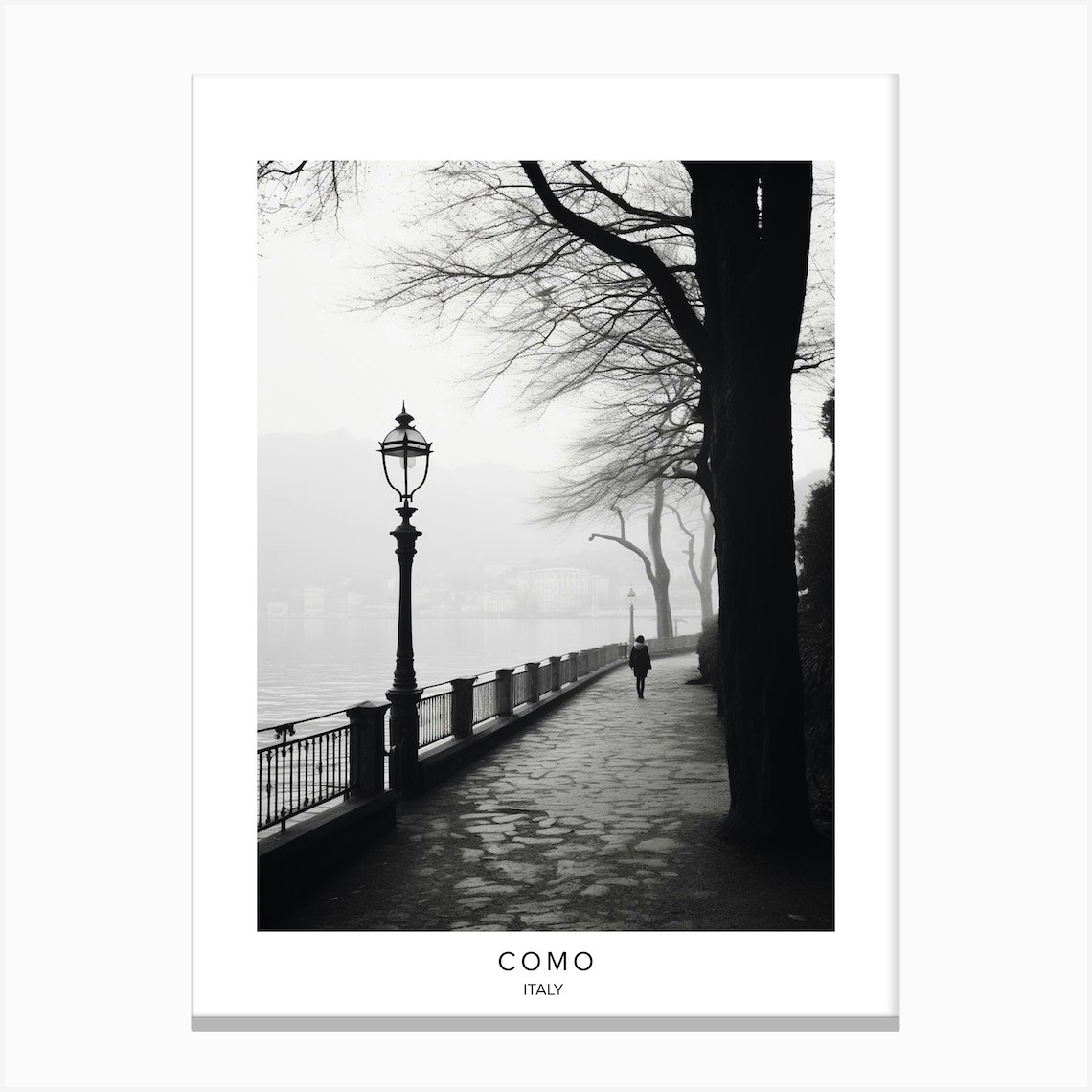 Poster Of Como Italy Black And White Analogue Photography 1 Canvas