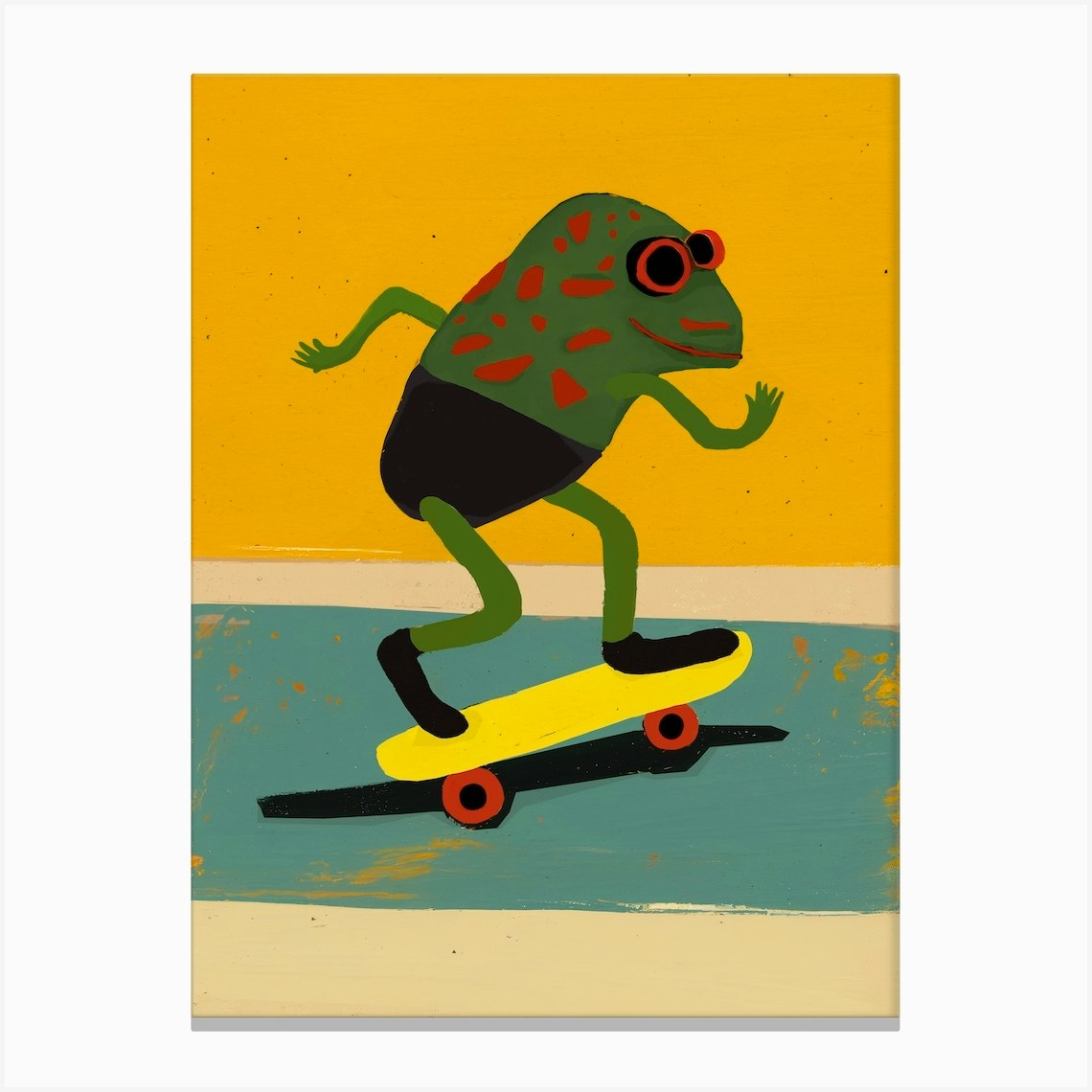 Skating Frog Canvas Print By Treechild - Fy