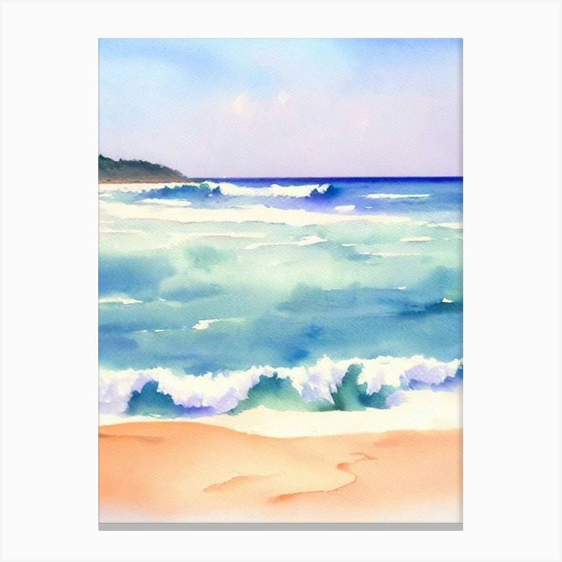 Manzanillo Beach 3, Cuba Watercolour Canvas Print by Sand & Surf Prints ...