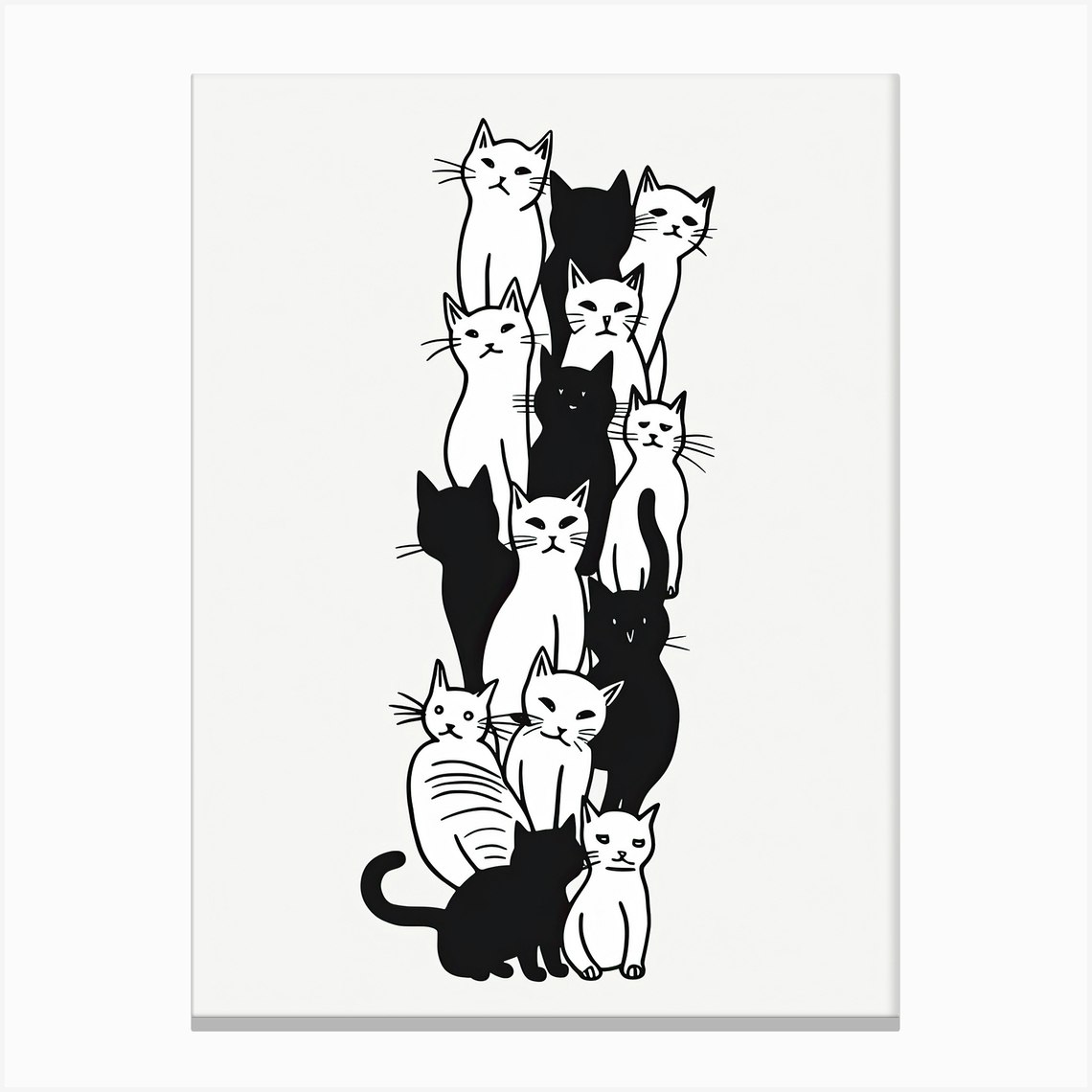 Stack Of Cat Line Drawing 3 Canvas Print by Meowsterpieces - Fy