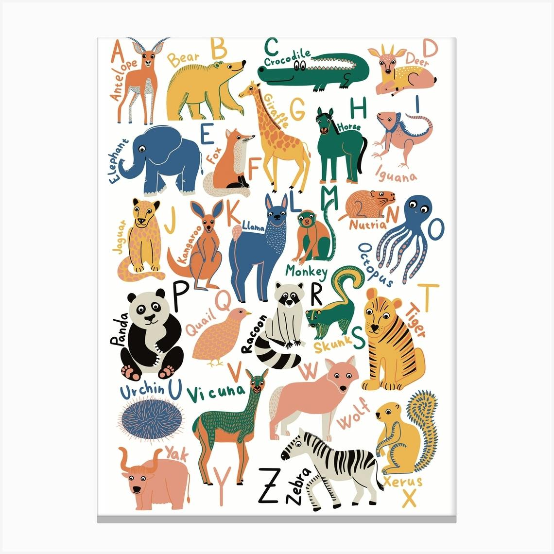 ARTCANVAS Kids Animal Alphabet Letter Q Canvas Art factory Print