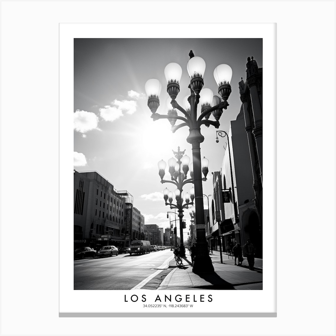 Poster Of Los Angeles Black And White Analogue Photograph 3 Canvas