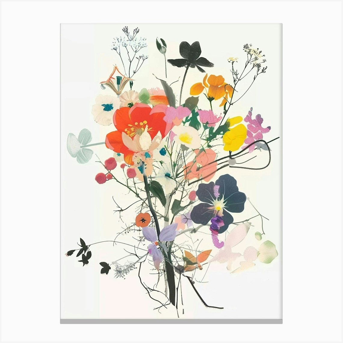 Everlasting Flower 2 Collage Flower Bouquet Canvas Print by Botanic ...