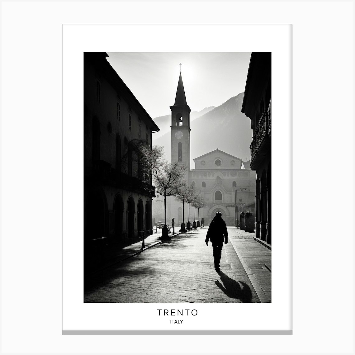 Poster Of Trento Italy Black And White Analogue Photography 1 Canvas