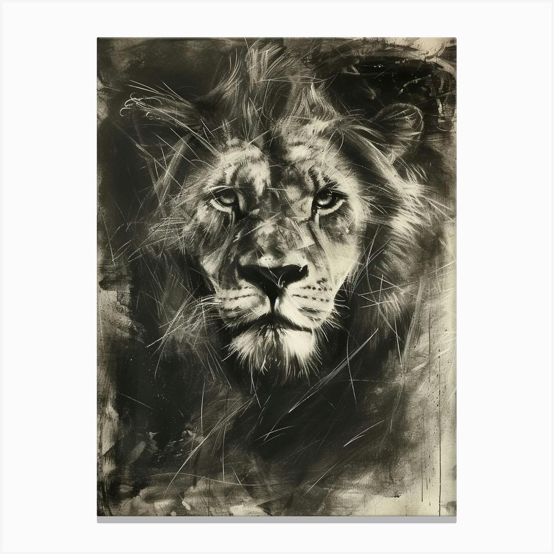 Traditional Lion headshot charcoal art (original and offers prints available)