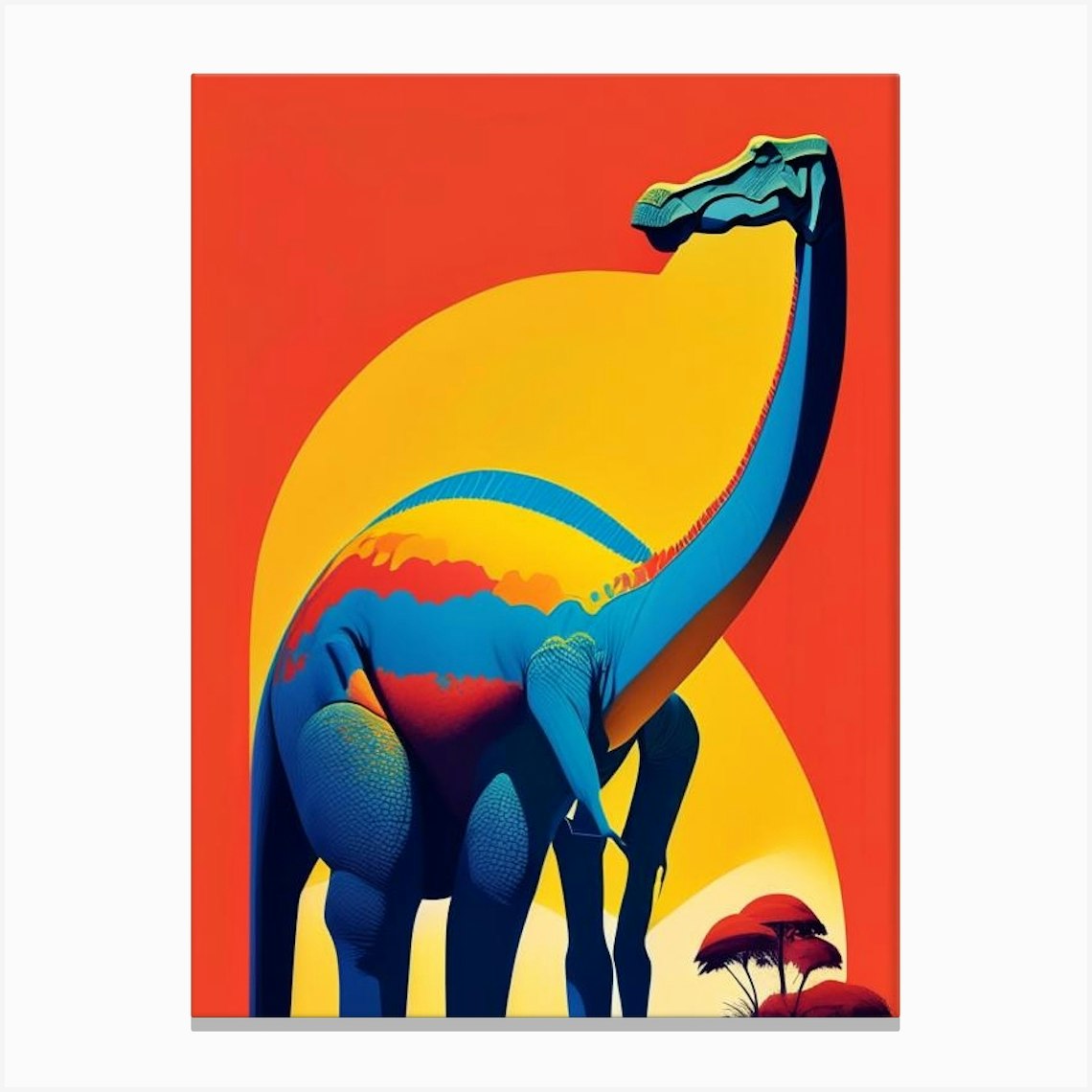 Brachiosaurus Primary Colours Canvas Print by Roarsome Art - Fy