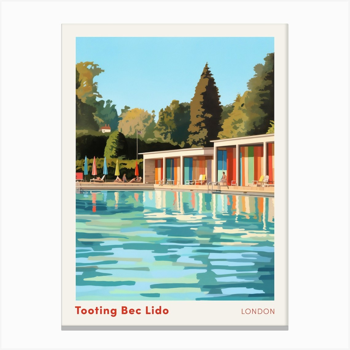 Tooting Bec Lido London 1 Swimming Poster Canvas Print by Travel Poster