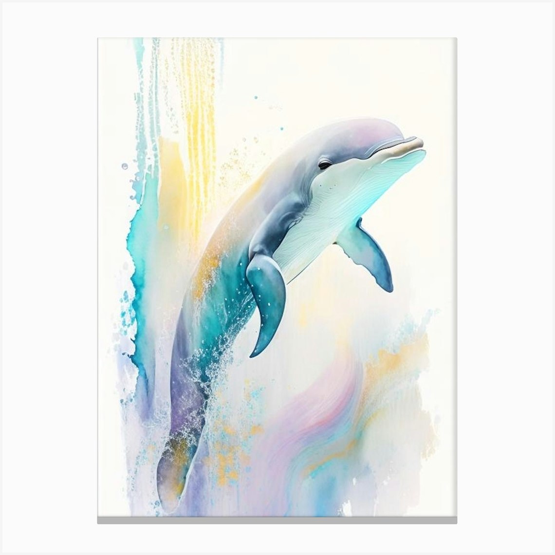 Indian Ocean Humpback Dolphin Storybook Watercolour (2) Canvas Print by ...