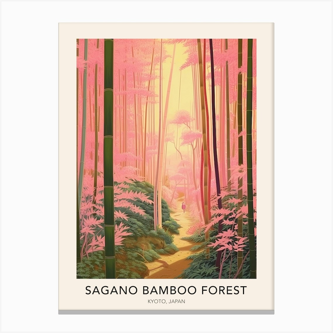 The Sagano Bamboo Forest Kyoto Japan Travel Poster Canvas Print by The ...