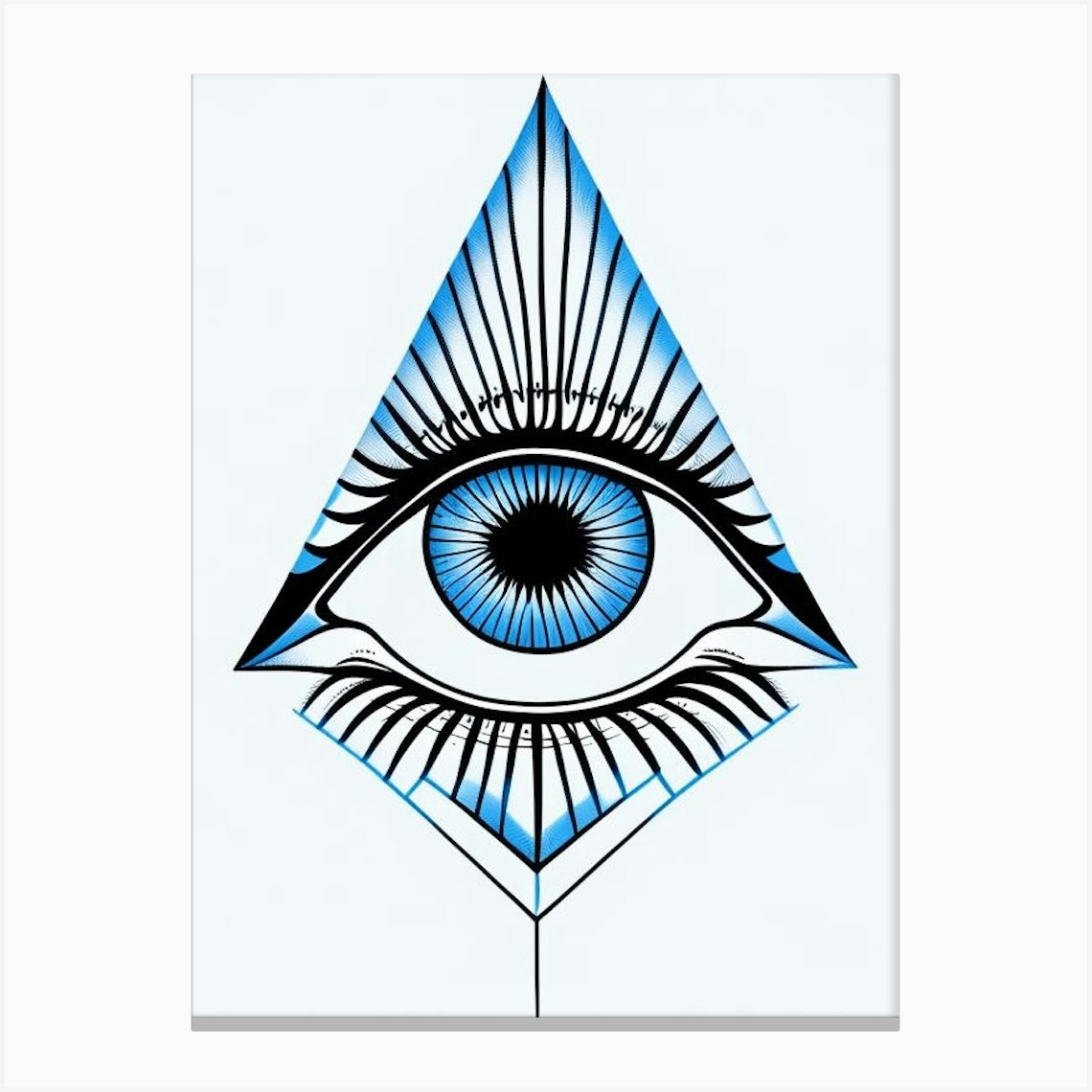 Third Eye Symbolism, Symbol, Third Eye Blue & White 5 Canvas Print by