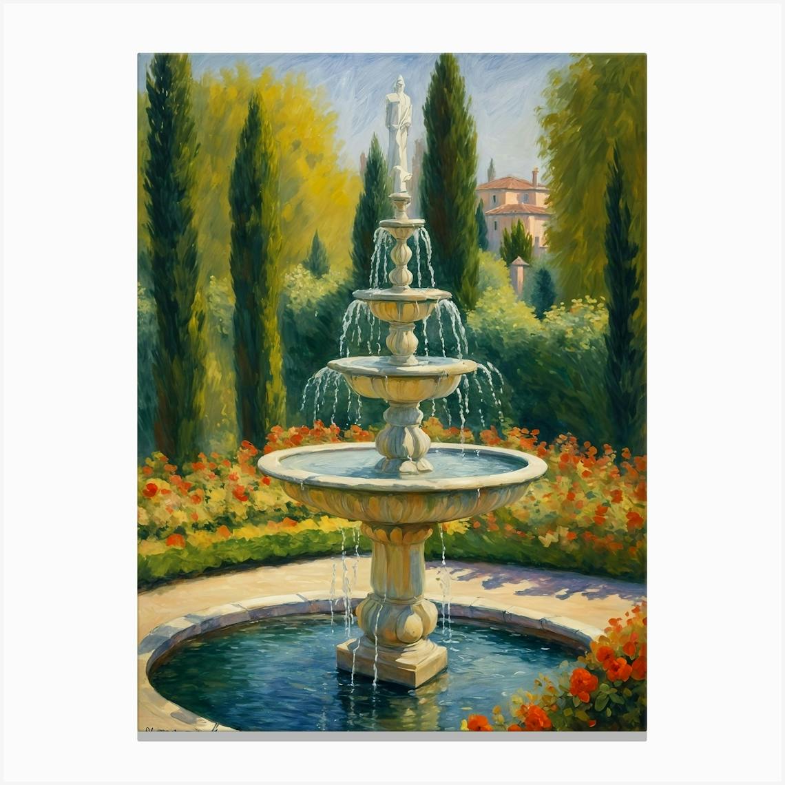 絵画 water fountain Stone Fountain Clipart, Garden Fountains Images, 10