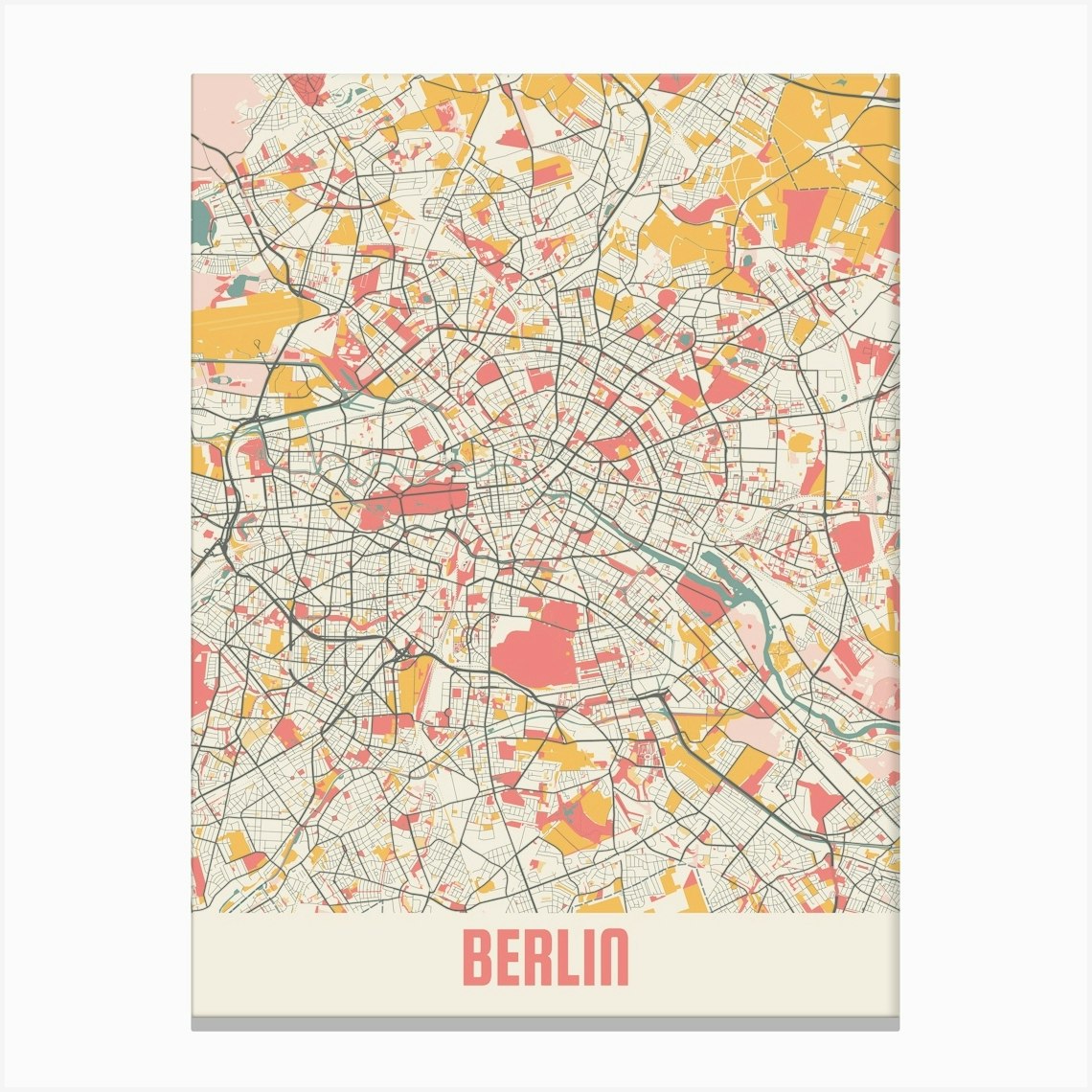 Berlin Map Poster Canvas Print by DoubleT - Fy