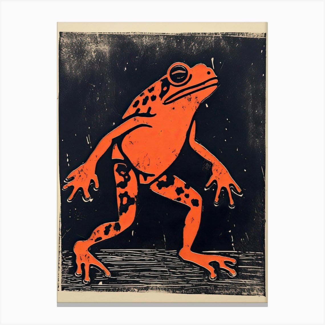 Frog, Woodblock Animal Drawing 2 Canvas Print by Sakura Animal ...