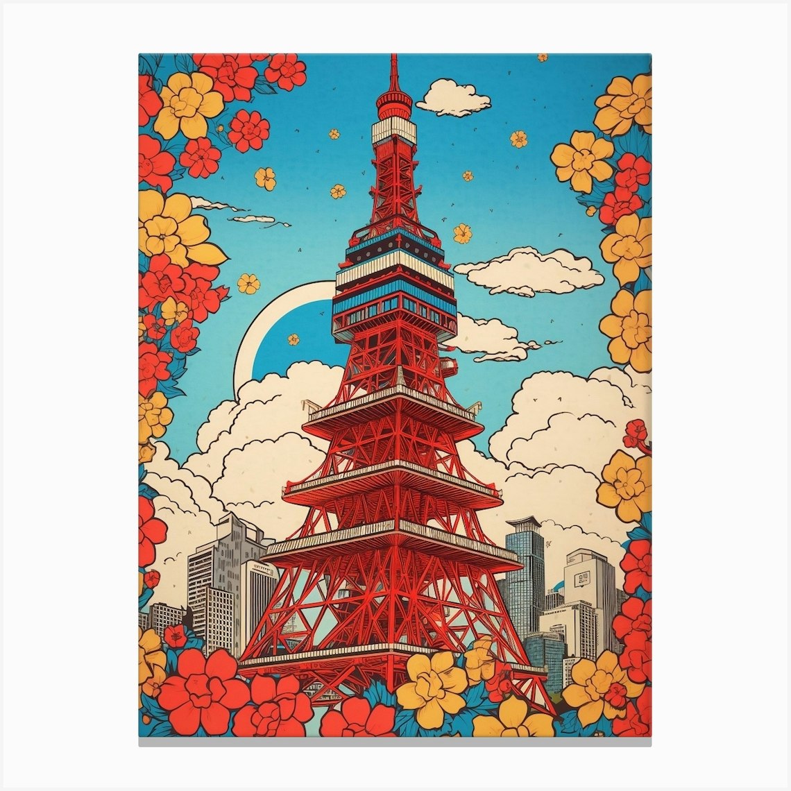 Tokyo Tower, Japan Vintage Travel Art 2 Canvas Print by Travel Poster ...