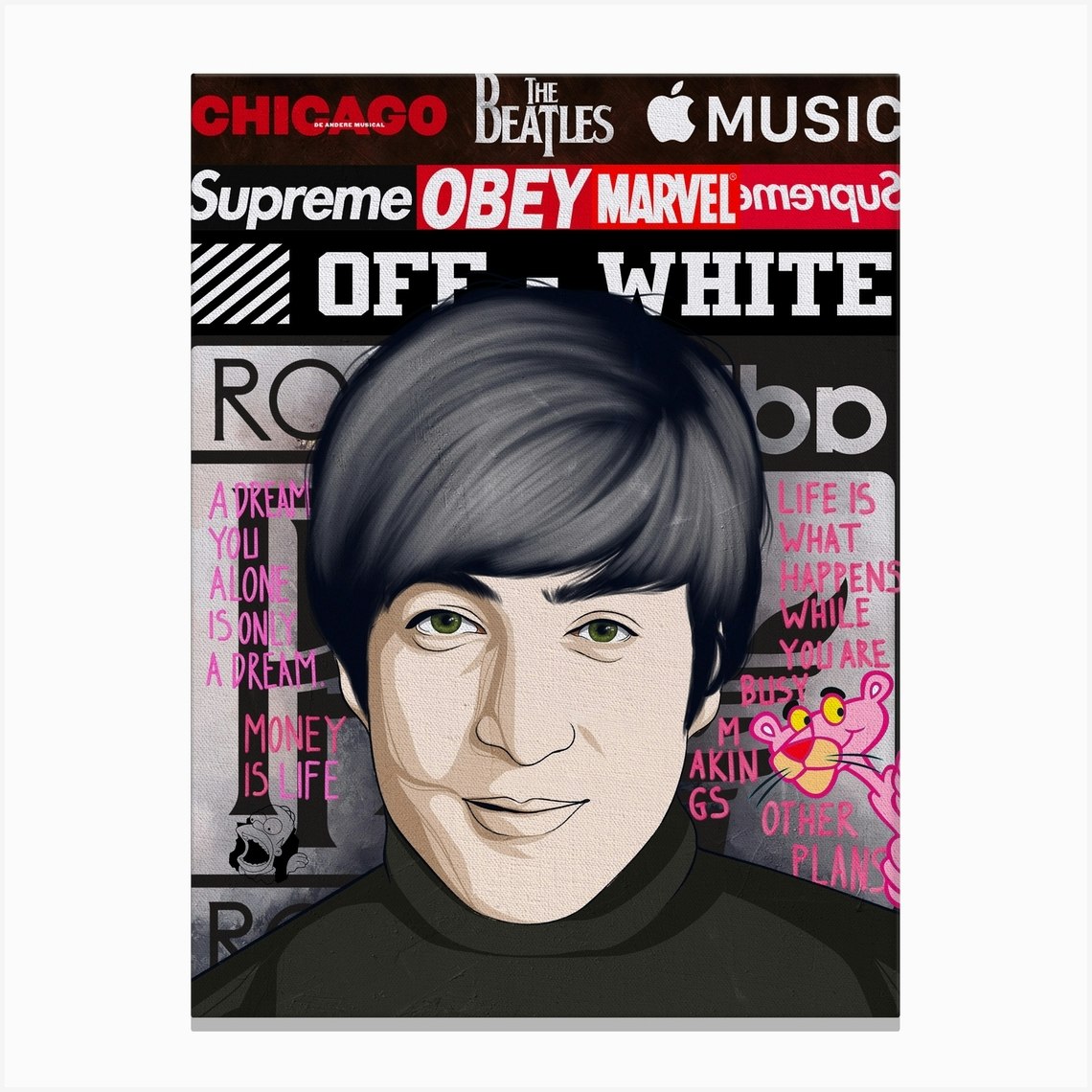 John Lennon The Beatles Canvas Print By Mildwords Fy 6719